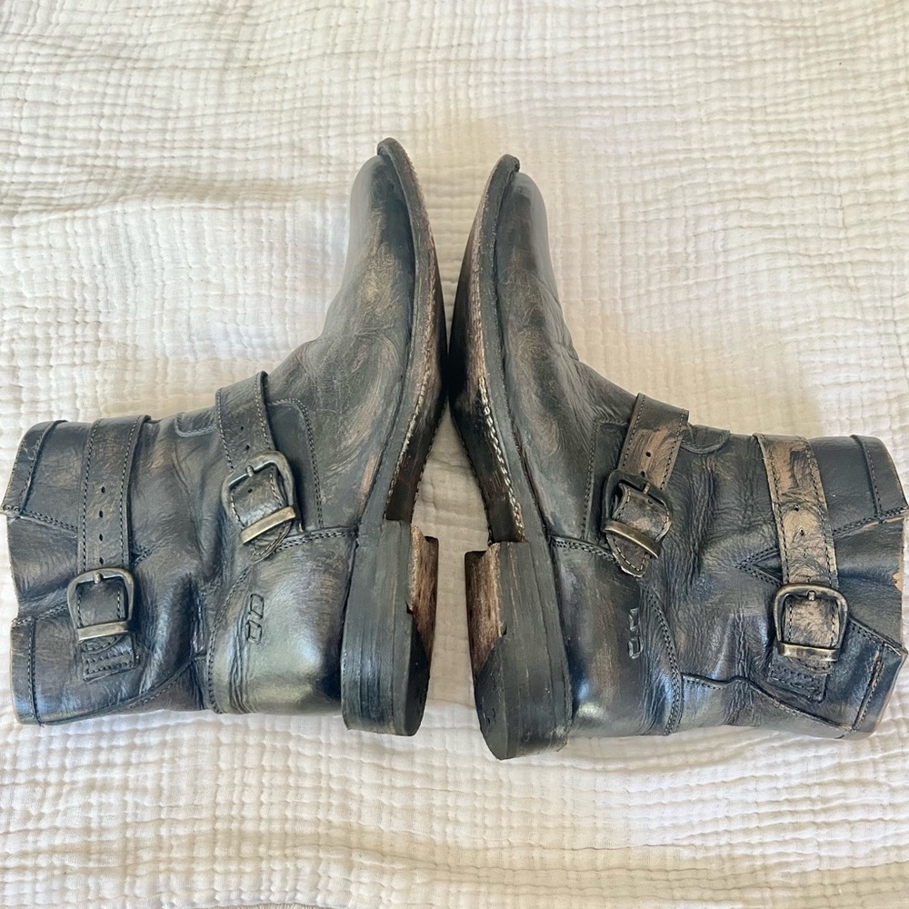 Bed Stu | Burnished Brown Double Buckle Harness Moto Boots Booties - Picture 6 of 10